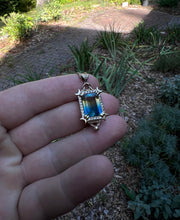 Load image into Gallery viewer, Luna Tourmaline Doublet Pendant, 14k Yellow Gold and VS White Diamond