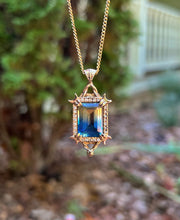 Load image into Gallery viewer, Luna Tourmaline Doublet Pendant, 14k Yellow Gold and VS White Diamond