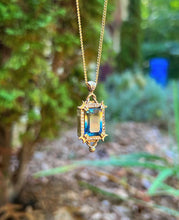 Load image into Gallery viewer, Luna Tourmaline Doublet Pendant, 14k Yellow Gold and VS White Diamond