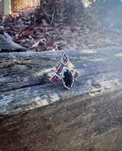 Load image into Gallery viewer, Bathory Vampiric Onyx and Ruby Ring