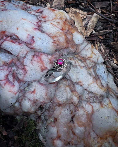 Gold and Silver Ruby Rose Ring