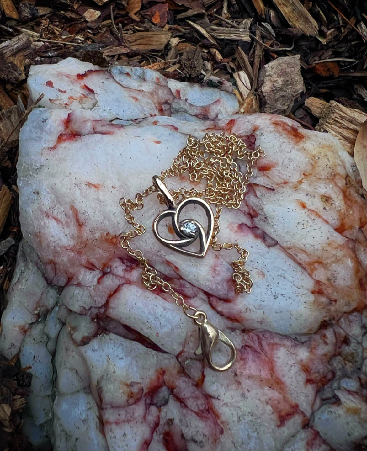 Heart Pendant in 14k Yellow Gold and VS1 White Diamond