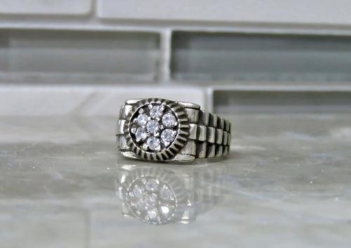 Watch-Styled Multi Zirconia Ring (Size 10)