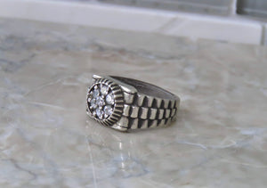 Watch-Styled Multi Zirconia Ring (Size 10)