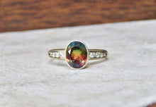 Load image into Gallery viewer, Watermelon Triplet Bezel Set Ring (Size 9)