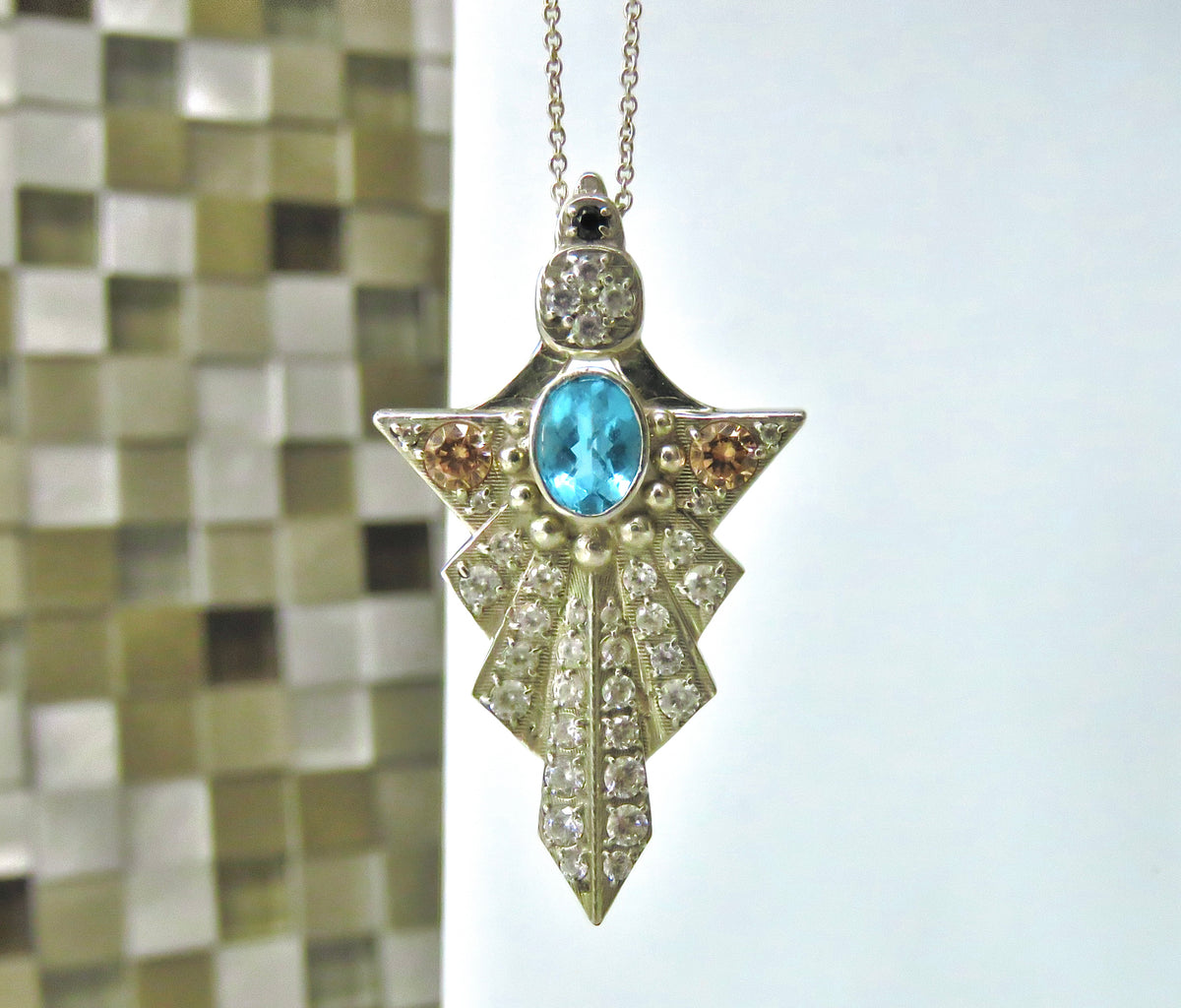 Aquamarine Modern Deco Pendant