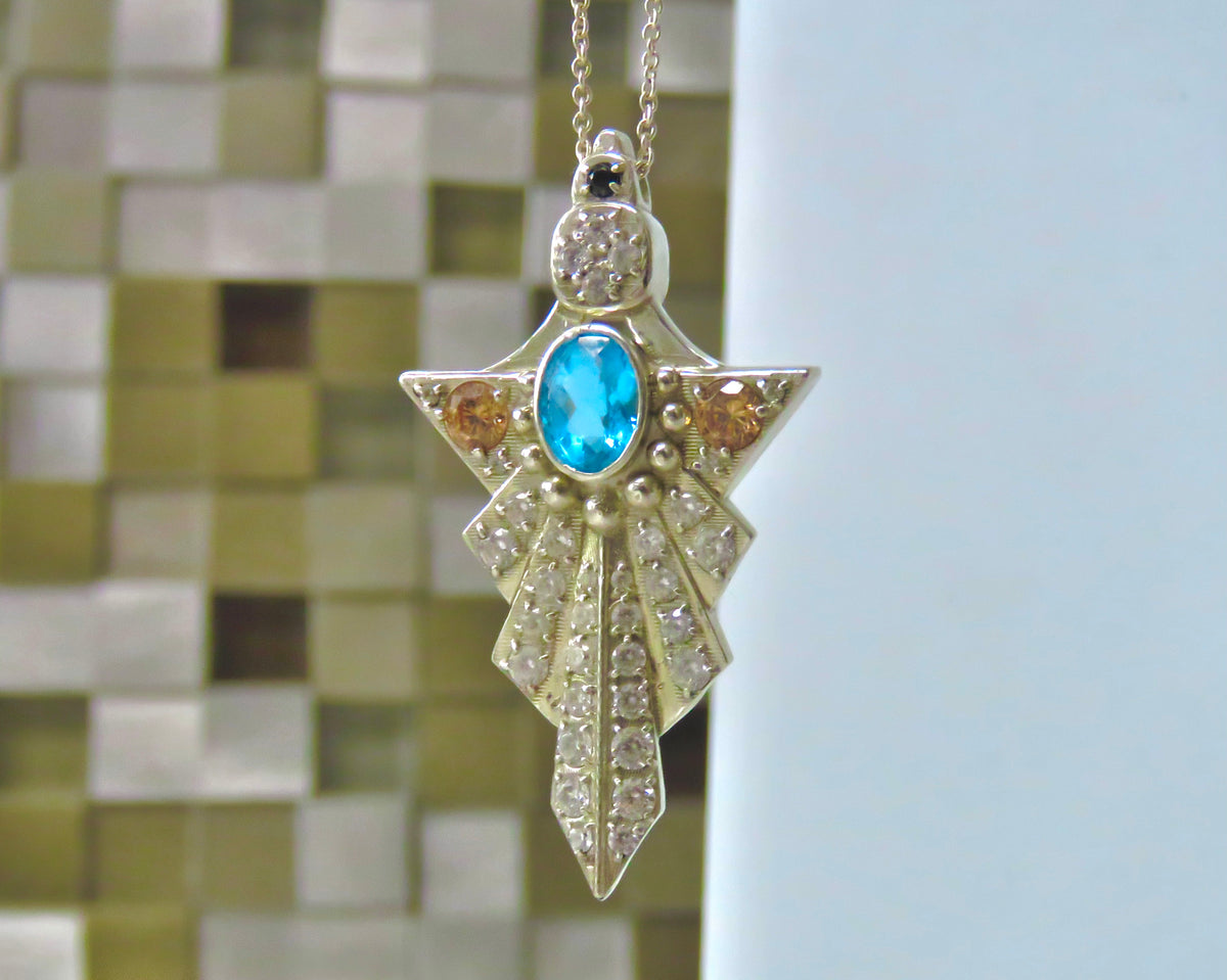Aquamarine Modern Deco Pendant