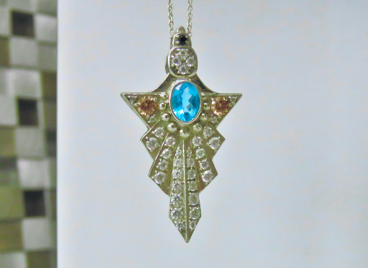 Aquamarine Modern Deco Pendant