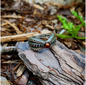 Chocolate Pearl and Black Spinel Ring (Size 5)