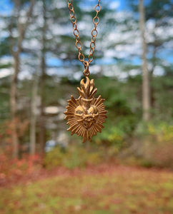 Sacred Heart Pendant Cast in Sealed Bronze