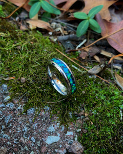 Cobalt Ring Band with Blue and Green Opal Inlay (Size 9.5)