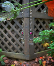 Load image into Gallery viewer, Hanafuda Style Dangle Drop Earrings with Ruby
