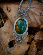 Load image into Gallery viewer, Malachite with Copper Inclusions, Large Filigree Pendant